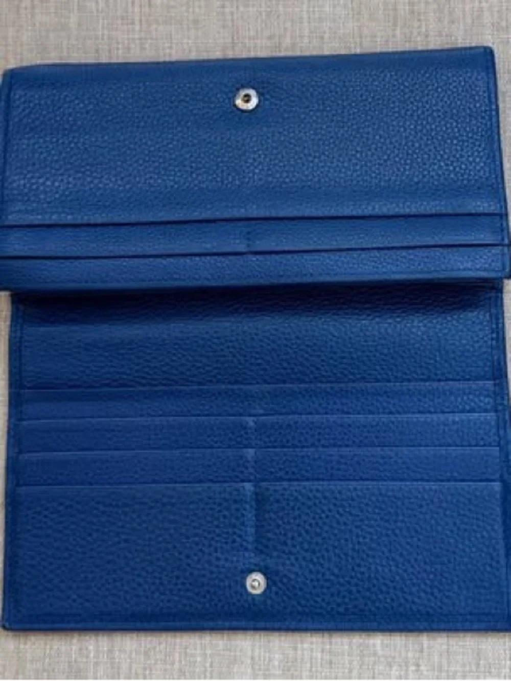 Longchamp Blue Pebbled Leather Zip Wallet